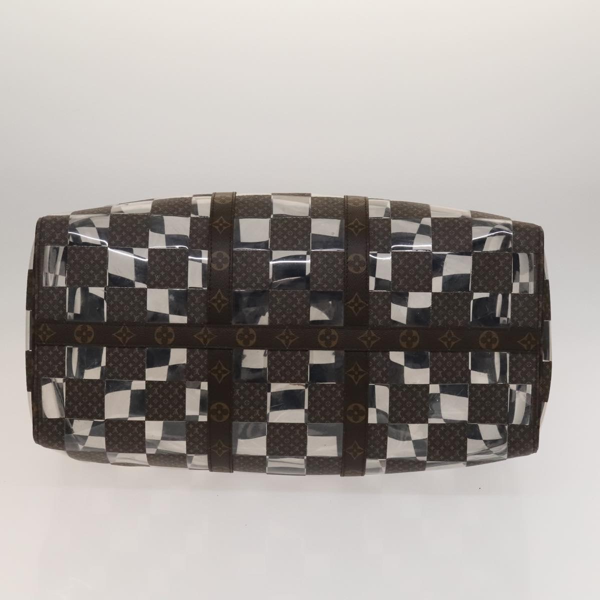 LOUIS VUITTON Monogram chess Keepall Bandouliere 50 Boston M20864 LV Auth 125489