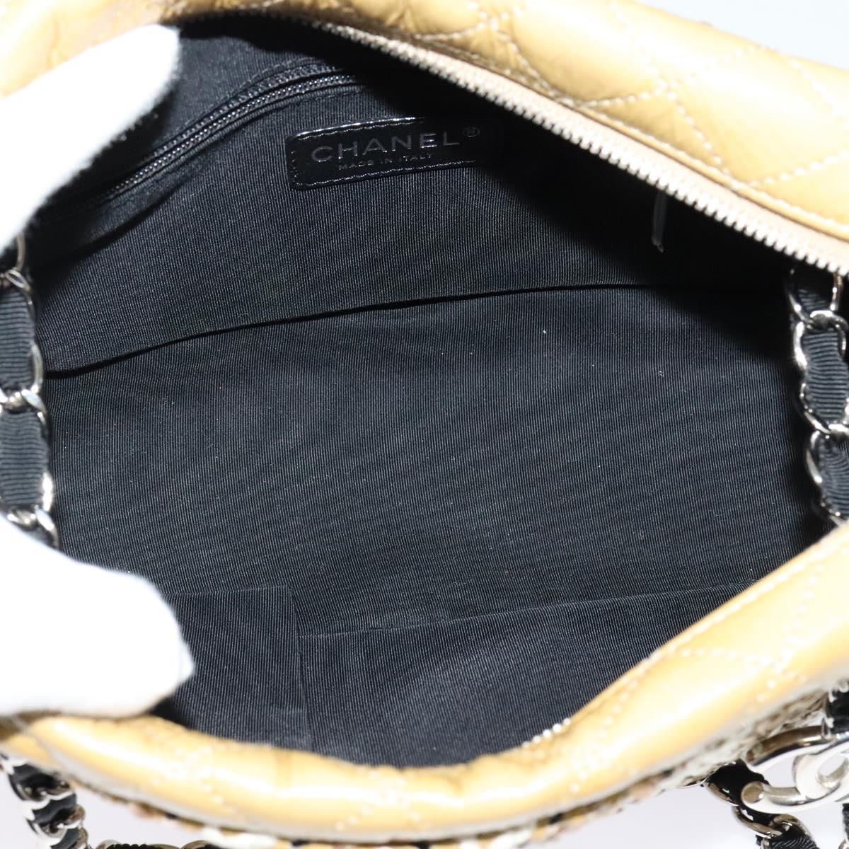CHANEL Chain Shoulder Bag Enamel Beige CC Auth 125492