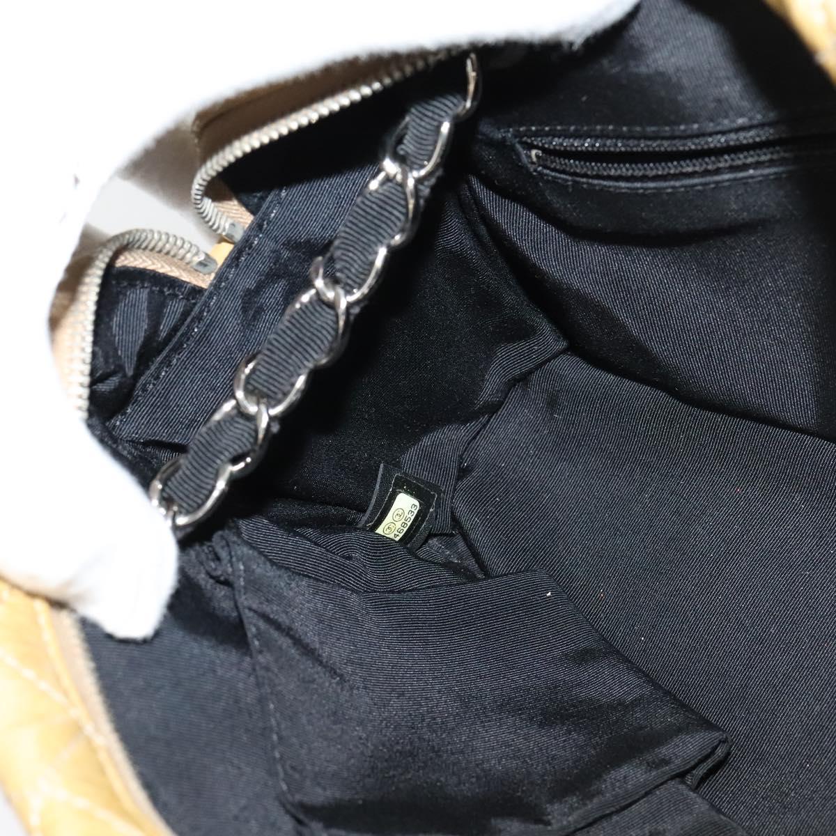 CHANEL Chain Shoulder Bag Enamel Beige CC Auth 125492