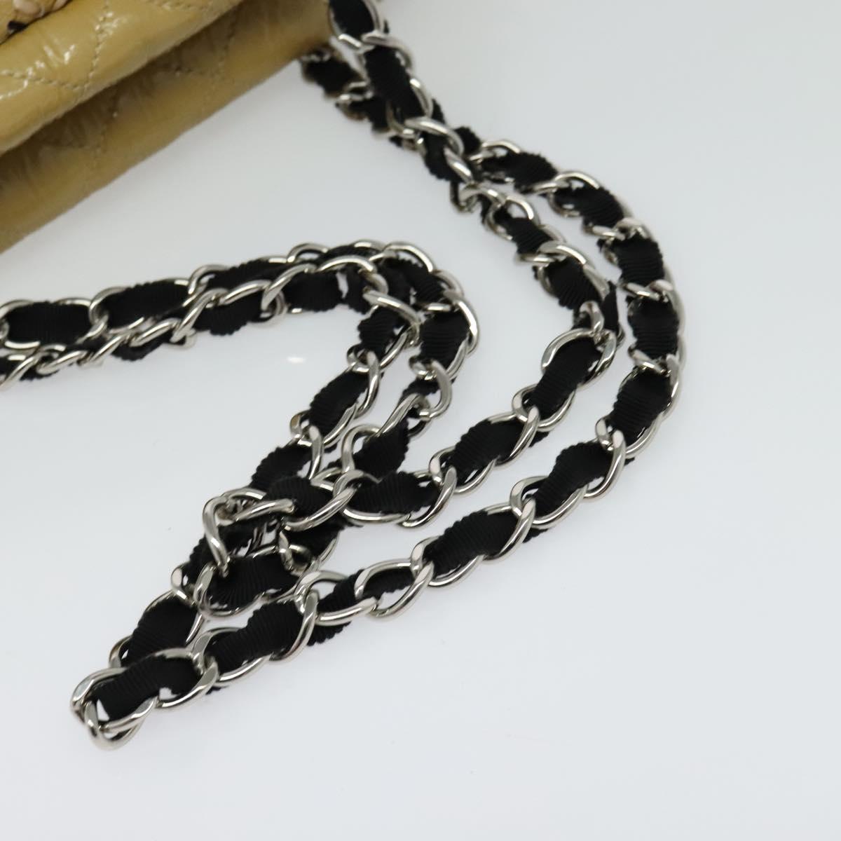 CHANEL Chain Shoulder Bag Enamel Beige CC Auth 125492