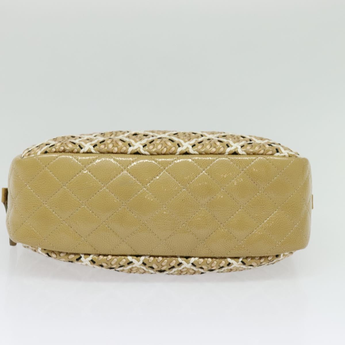 CHANEL Chain Shoulder Bag Enamel Beige CC Auth 125492