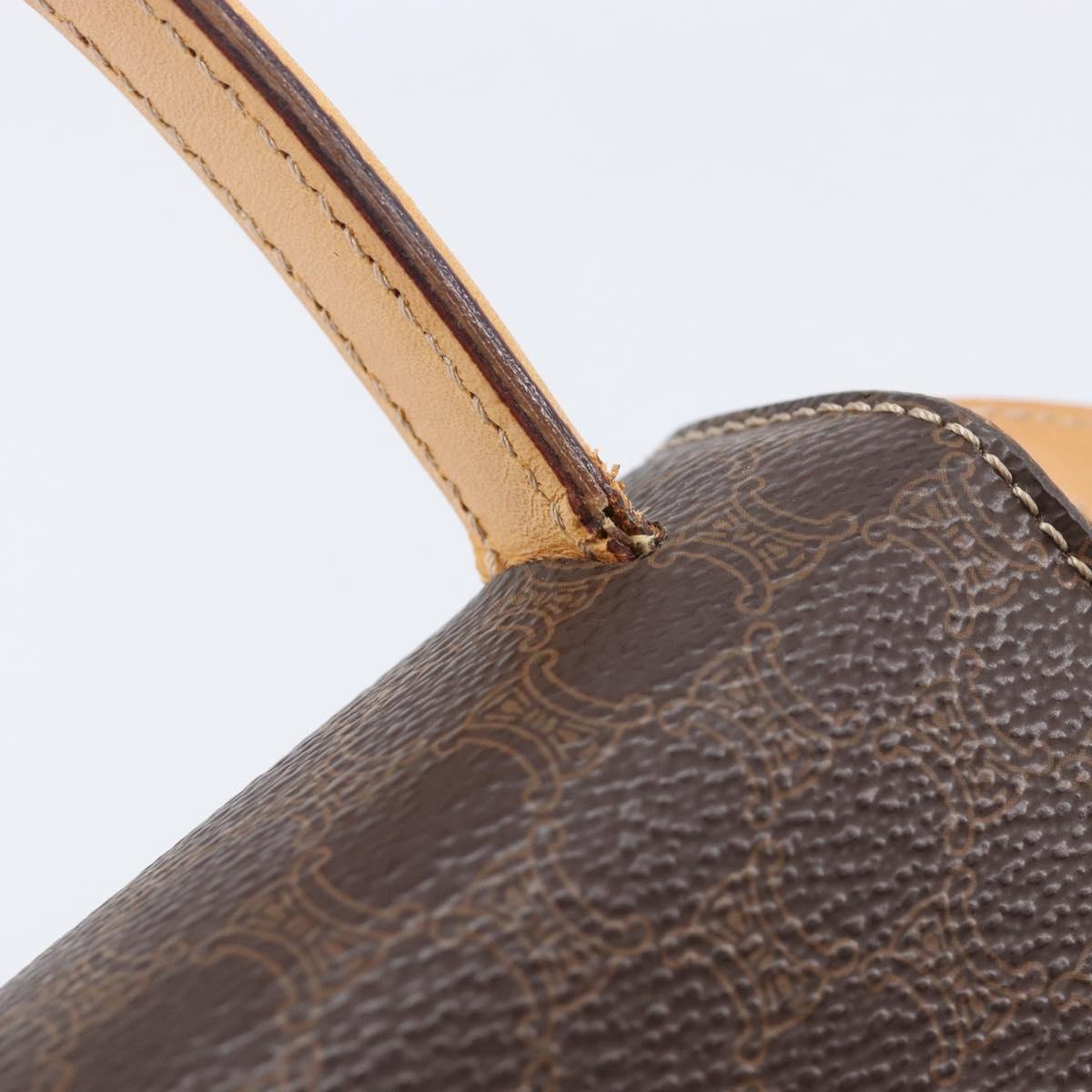 CELINE Macadam Canvas Hand Bag PVC Leather 2way Brown Gold Auth 125507
