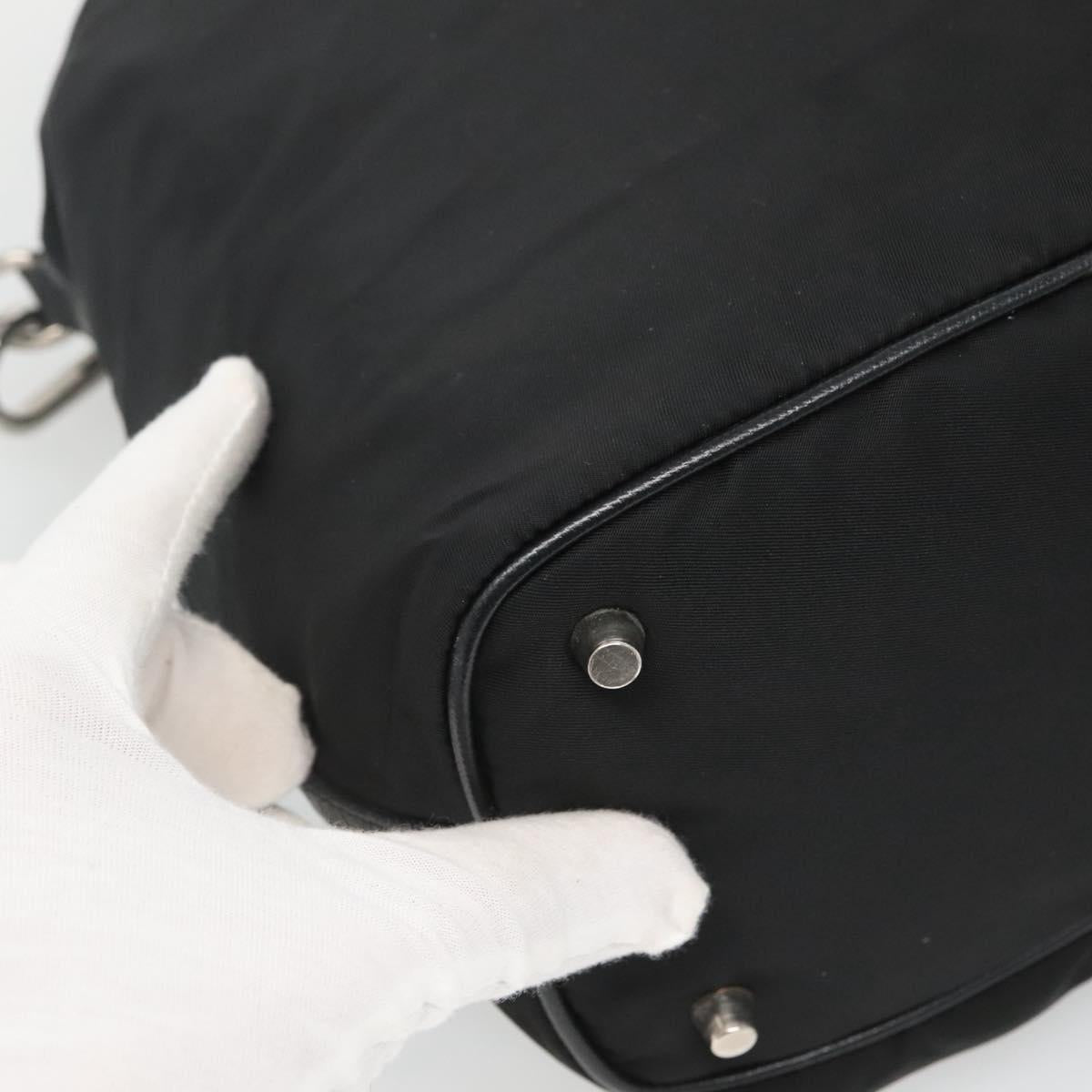 PRADA Shoulder Bag Nylon Black Silver Auth 125573