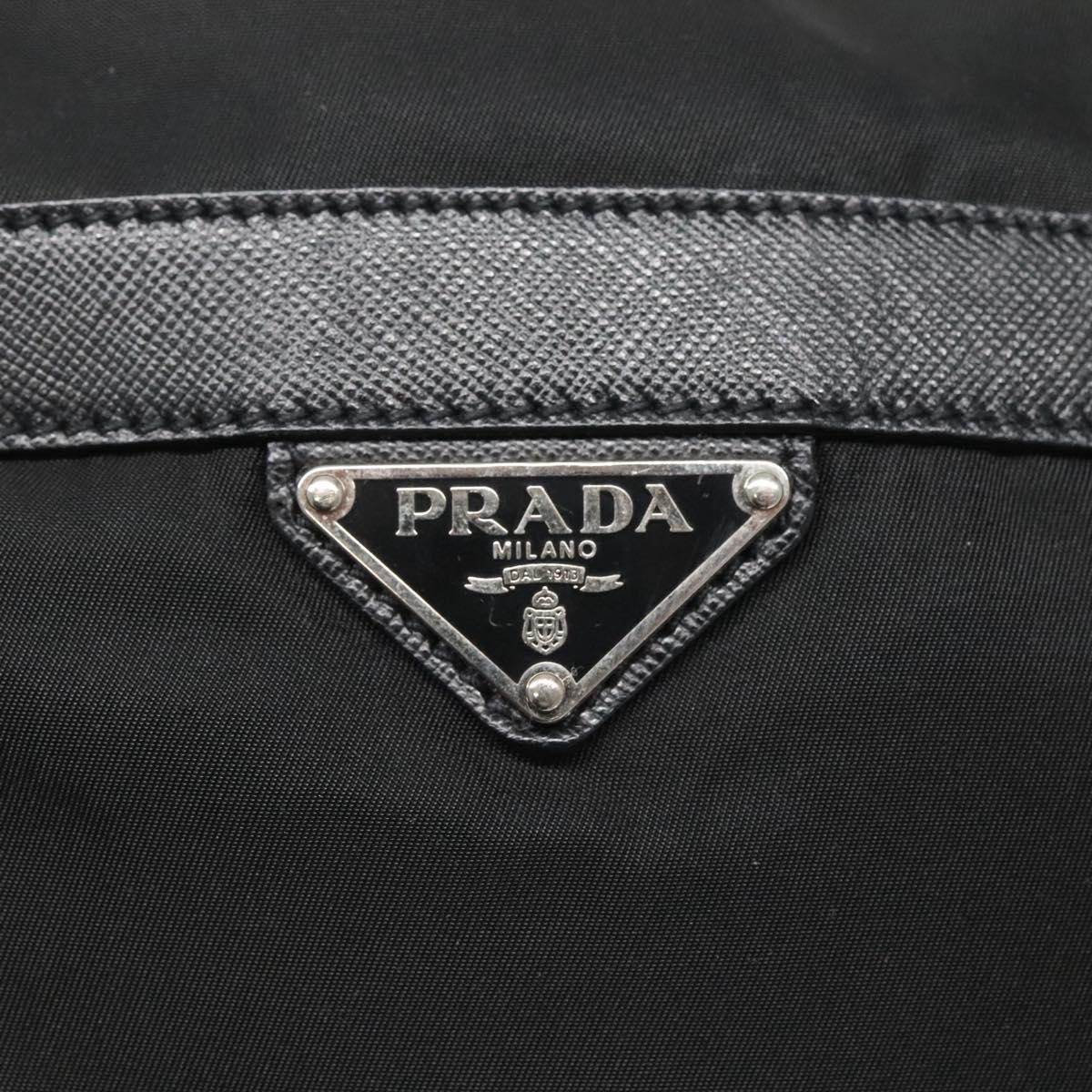 PRADA Shoulder Bag Nylon Black Silver Auth 125573