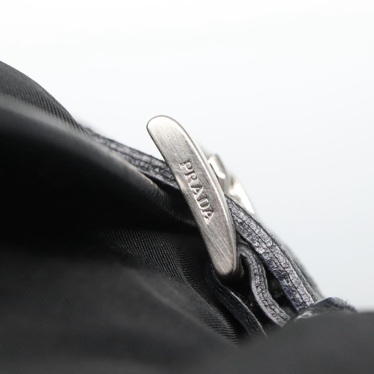 PRADA Shoulder Bag Nylon Black Silver Auth 125573