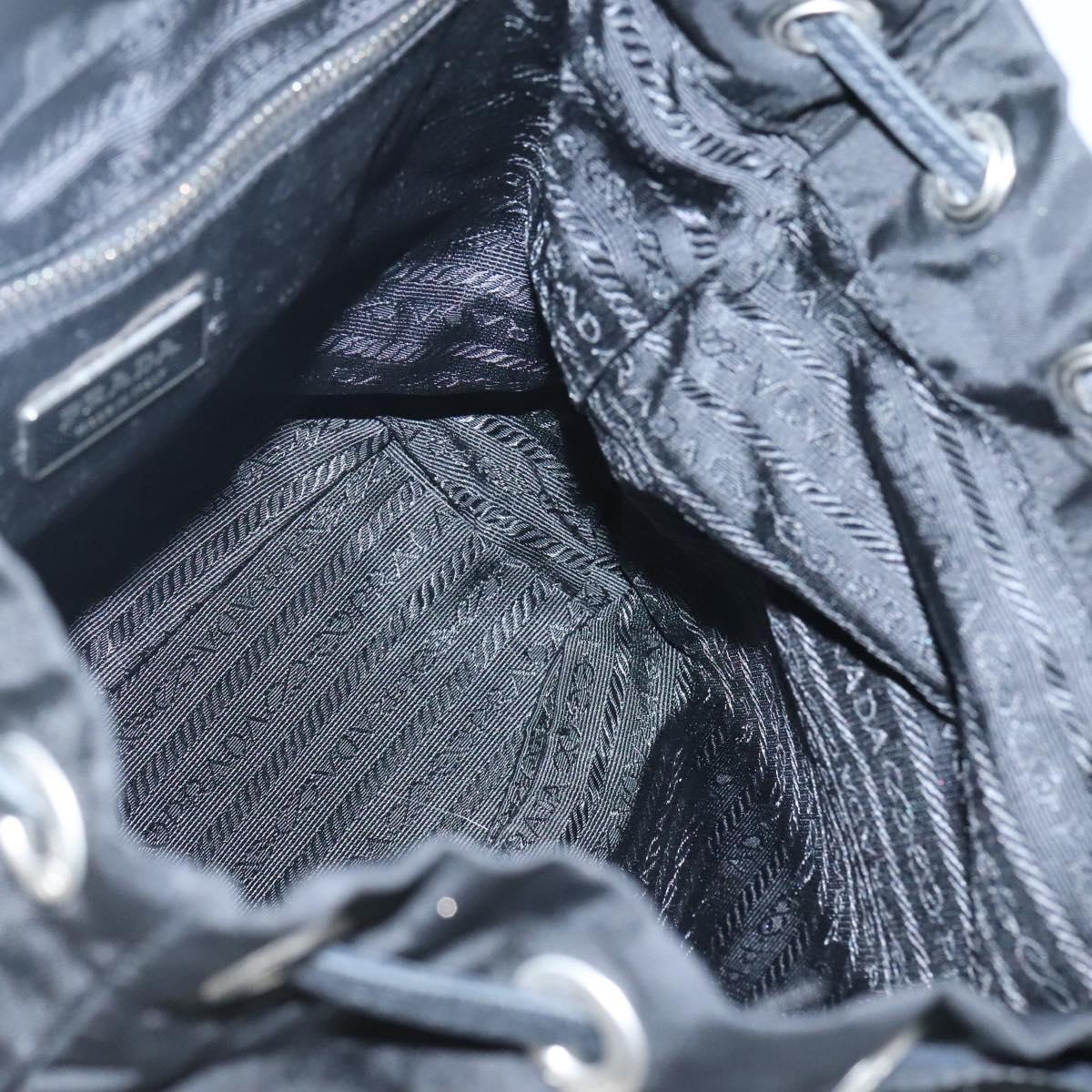 PRADA Shoulder Bag Nylon Black Silver Auth 125573