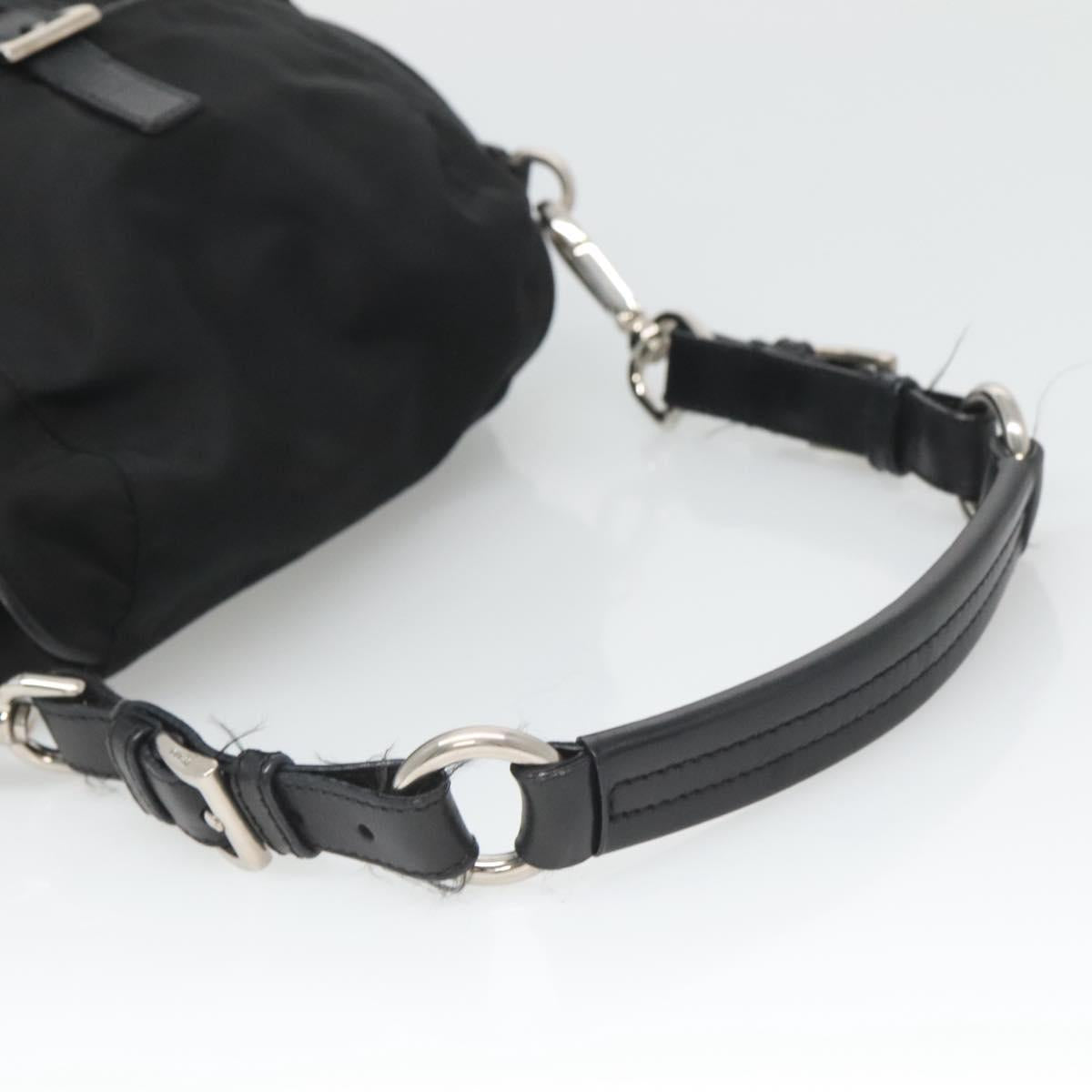PRADA Shoulder Bag Nylon Black Silver Auth 125573
