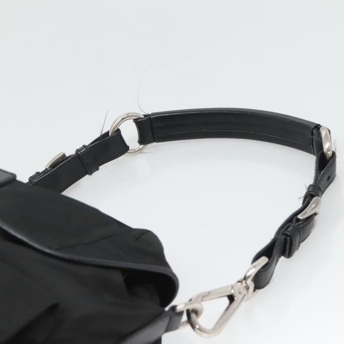 PRADA Shoulder Bag Nylon Black Silver Auth 125573
