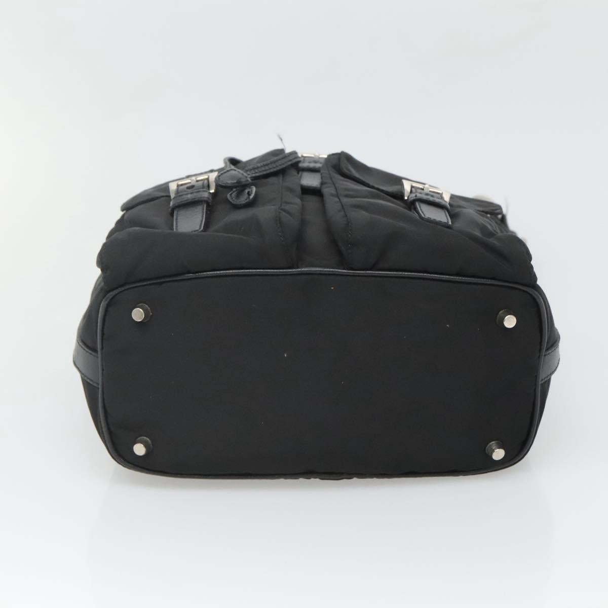 PRADA Shoulder Bag Nylon Black Silver Auth 125573