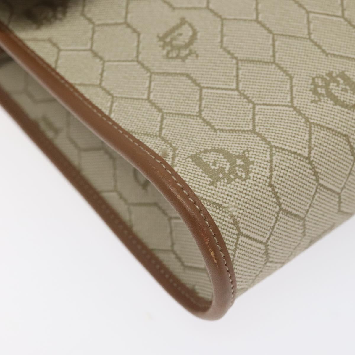 Christian Dior Honeycomb Canvas Shoulder Bag PVC Beige Gold Auth 125574