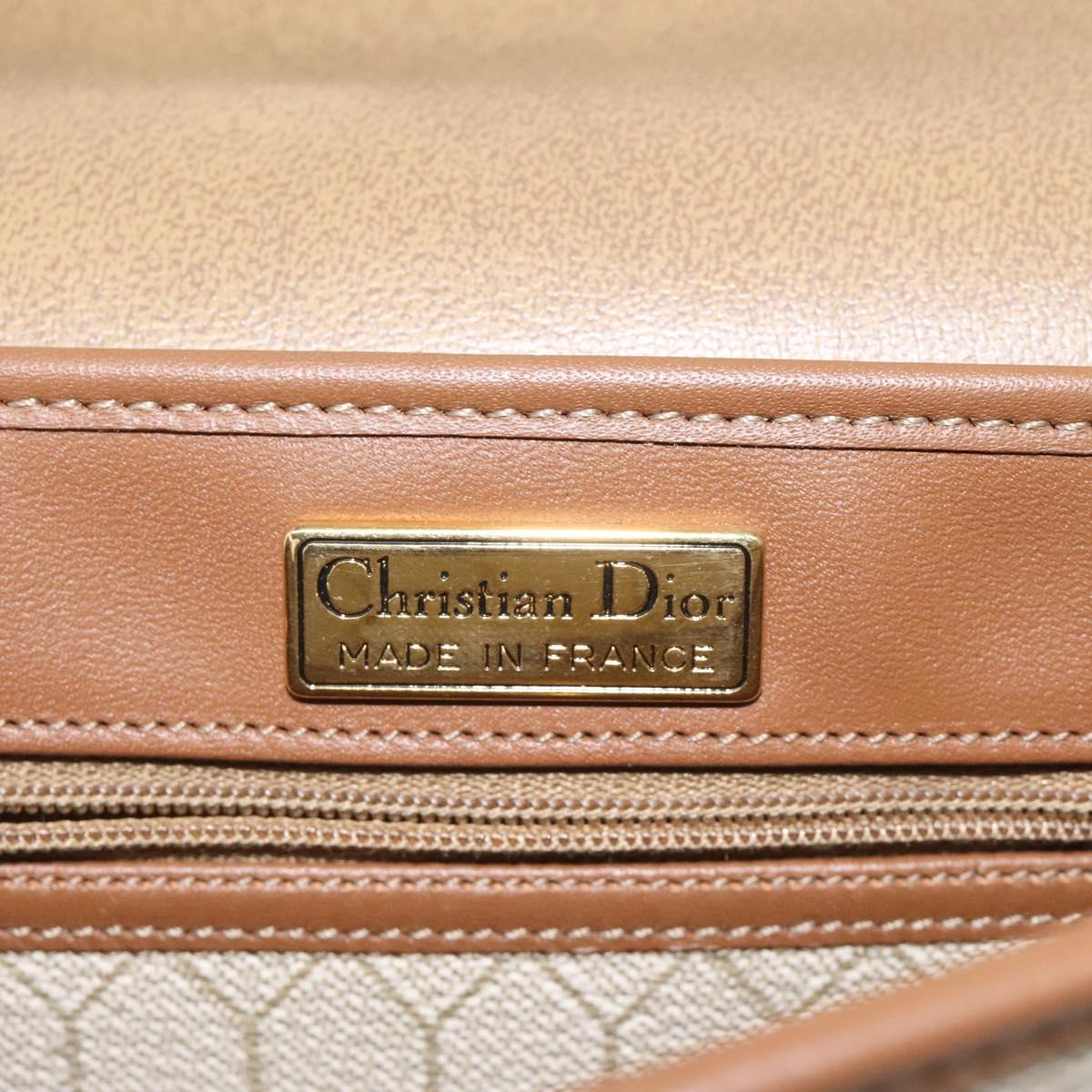 Christian Dior Honeycomb Canvas Shoulder Bag PVC Beige Gold Auth 125574