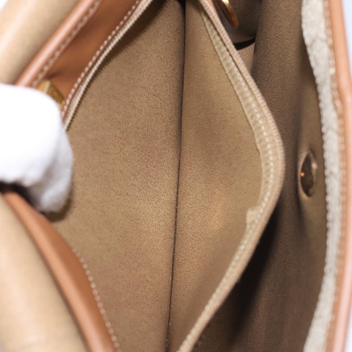 Christian Dior Honeycomb Canvas Shoulder Bag PVC Beige Gold Auth 125574