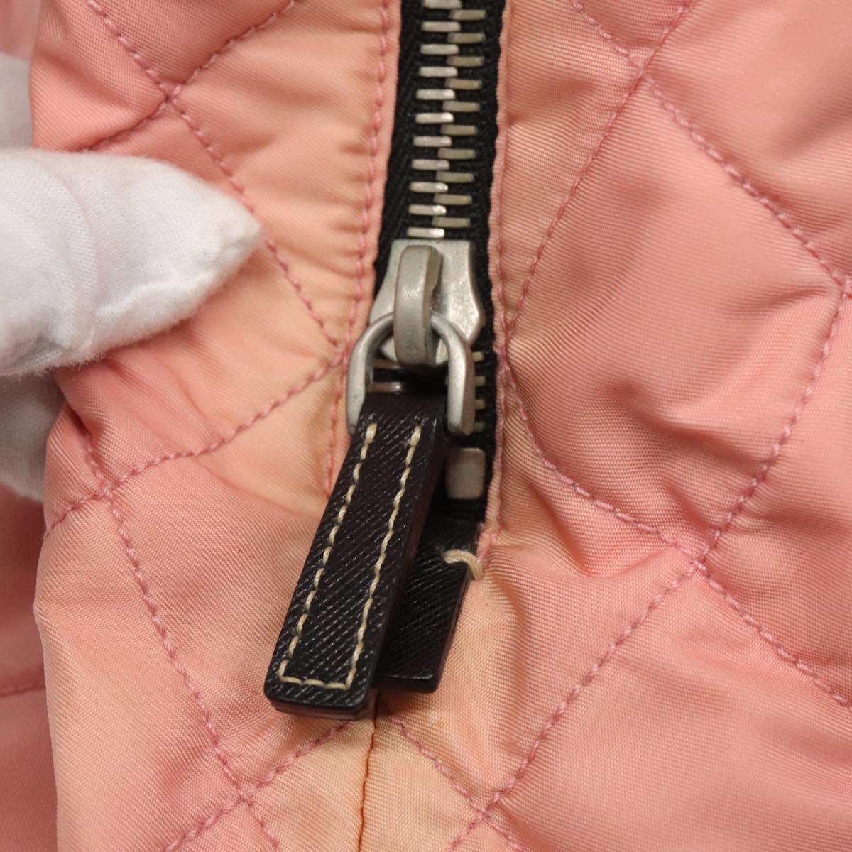 PRADA Chain Shoulder Bag Nylon Pink Silver Auth 125615