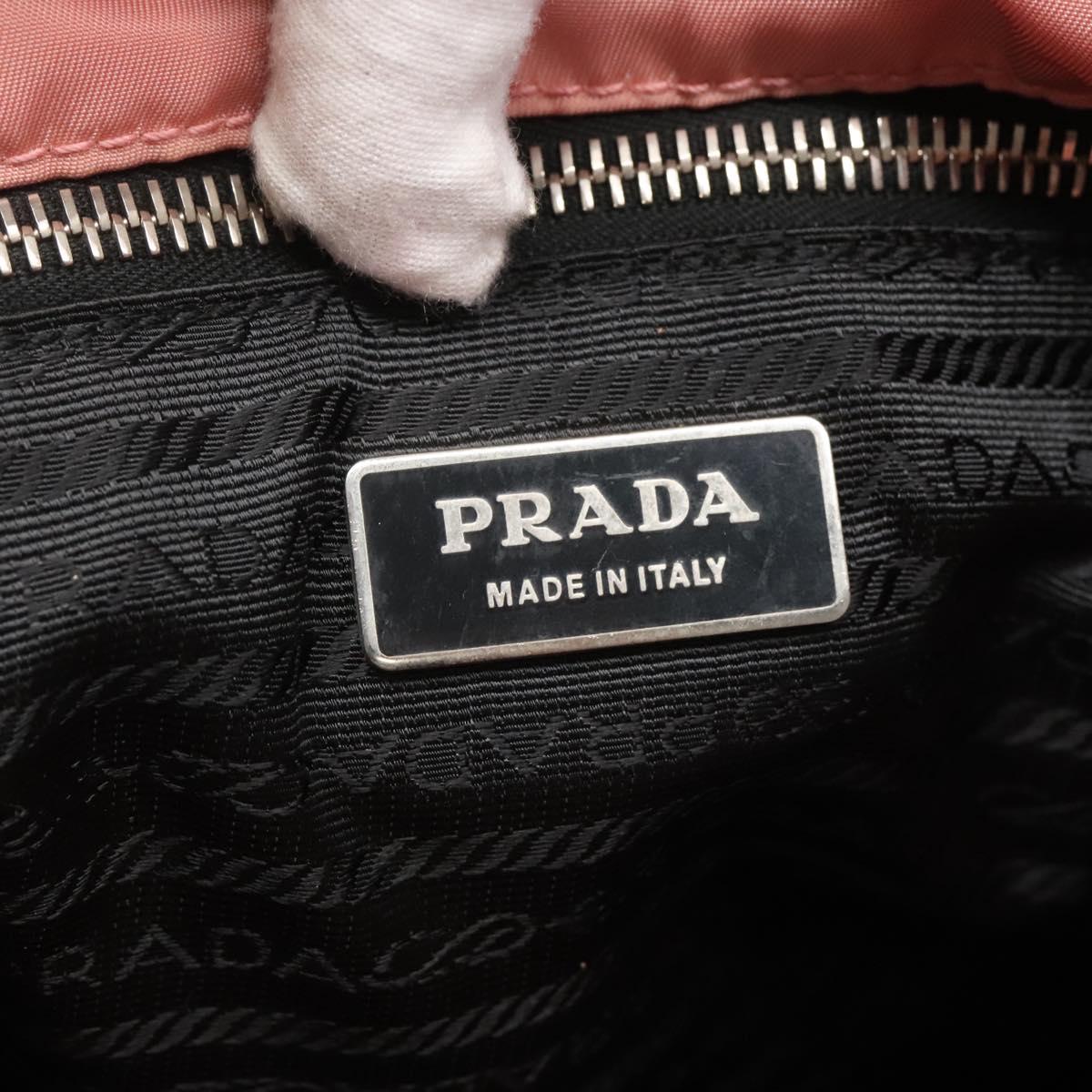 PRADA Chain Shoulder Bag Nylon Pink Silver Auth 125615