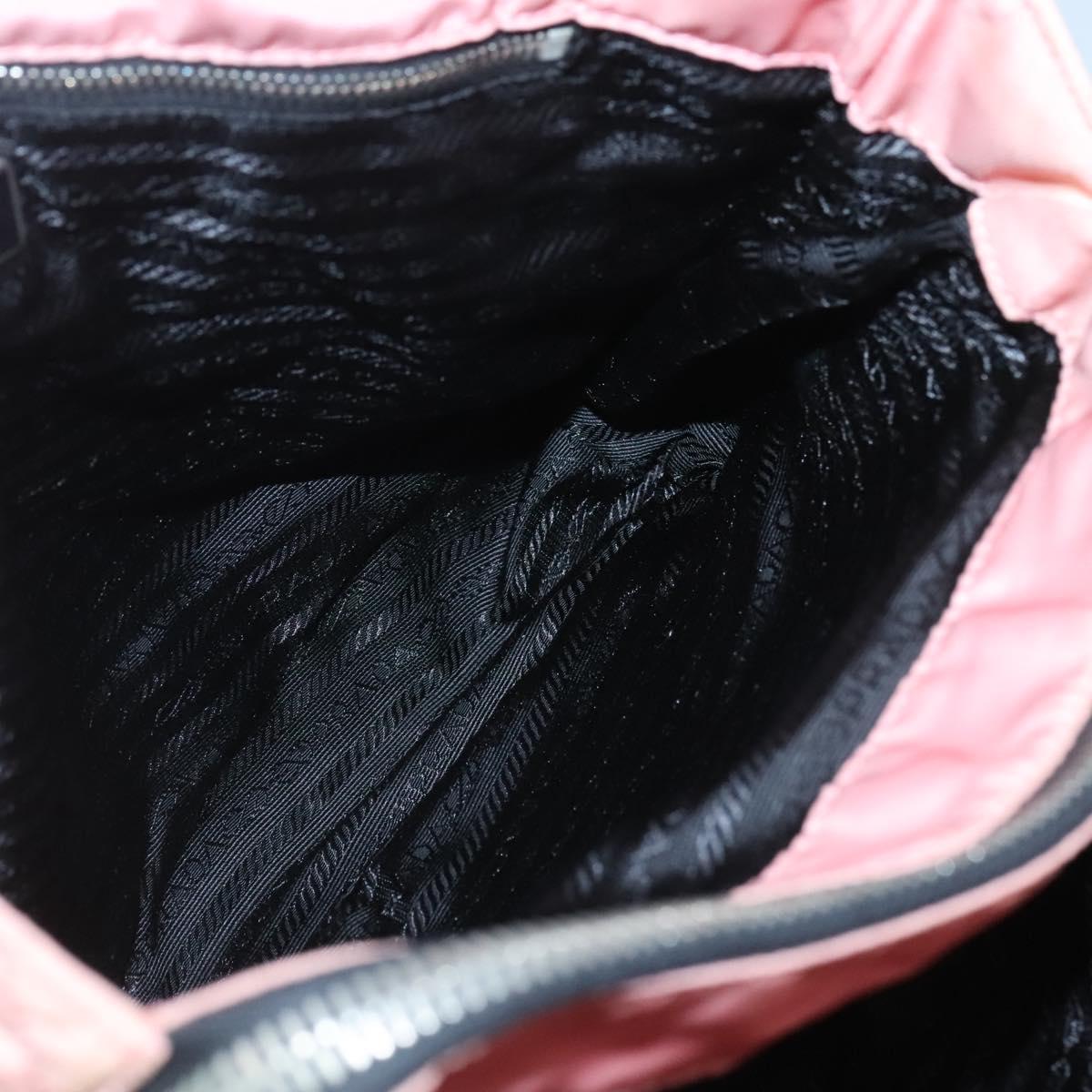 PRADA Chain Shoulder Bag Nylon Pink Silver Auth 125615