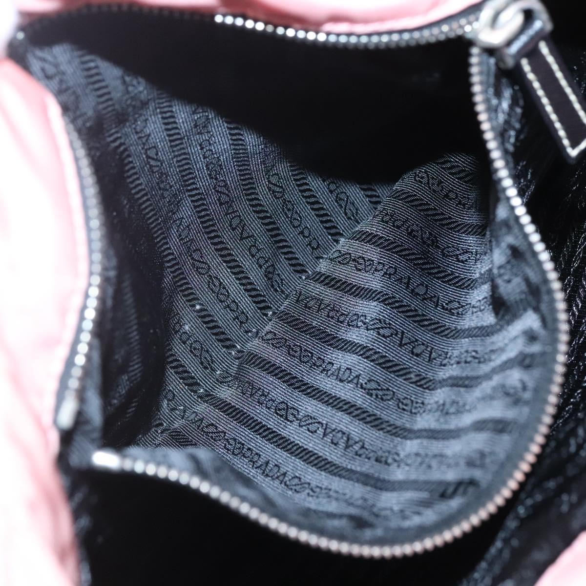 PRADA Chain Shoulder Bag Nylon Pink Silver Auth 125615
