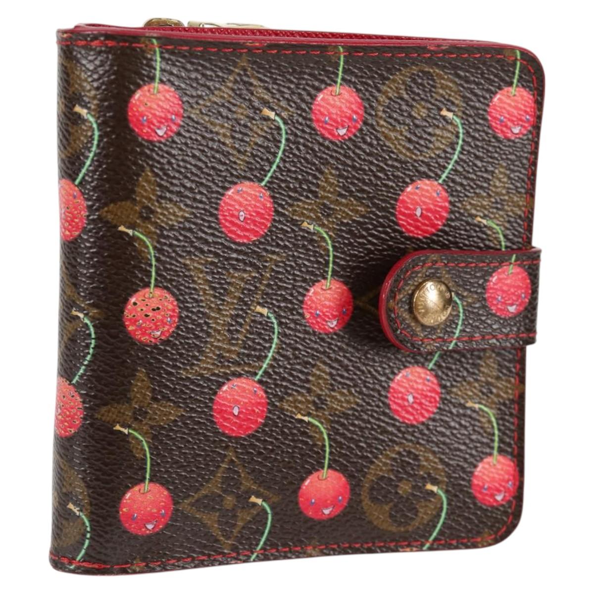 LOUIS VUITTON Monogram Cherry Compact Zip Bifold Wallet M95005 LV Auth 125635V