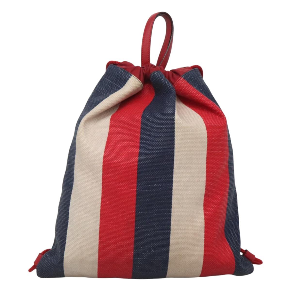 GUCCI Web Sherry Line Backpack Canvas Red Blue 473872 Auth 125637