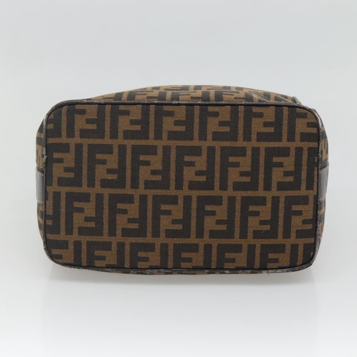 FENDI Zucca Canvas Vanity Pouch Black Brown Gold Auth 125642