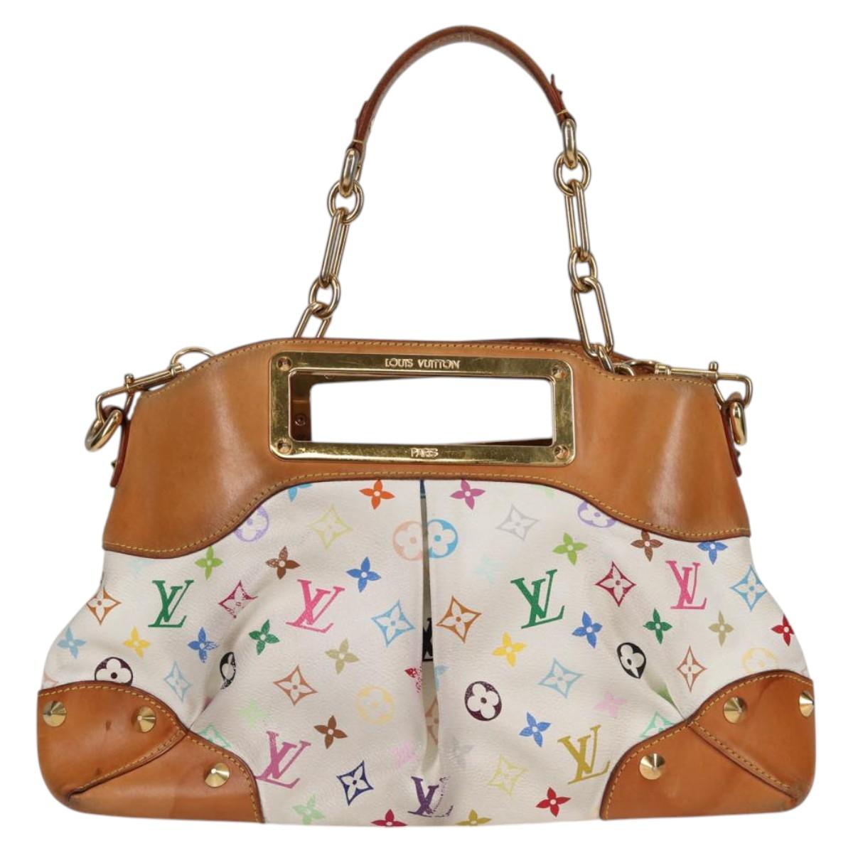 LOUIS VUITTON Monogram Multicolor Judy MM Bag 2Way White M40255 LV Auth 125654