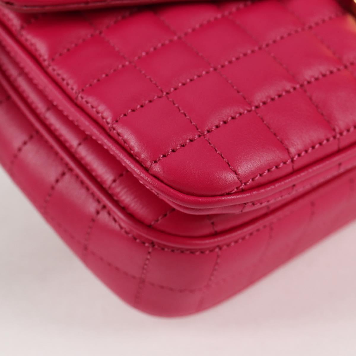 CELINE Chain Shoulder Bag Leather Pink Gold Auth 125657SAM