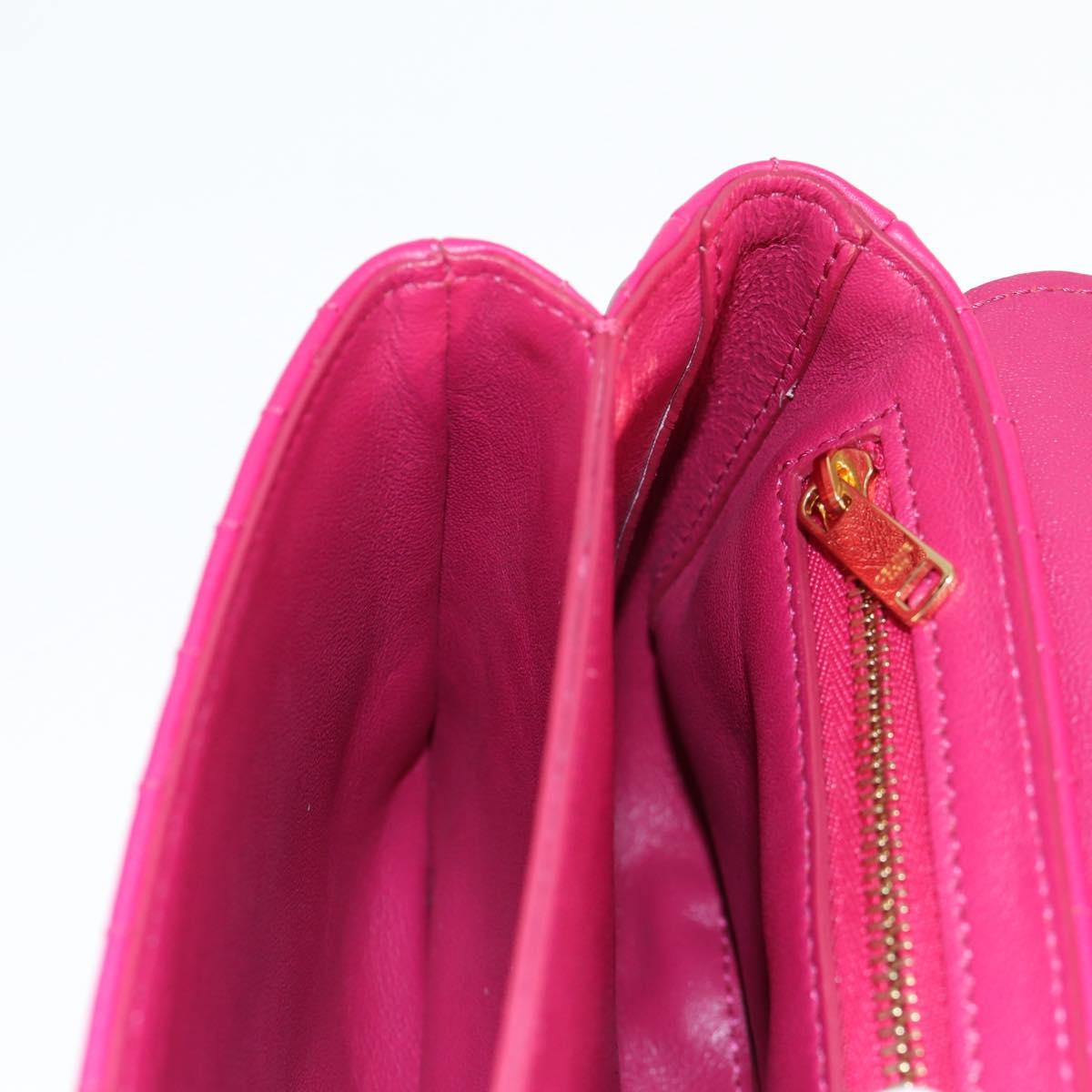 CELINE Chain Shoulder Bag Leather Pink Gold Auth 125657SAM