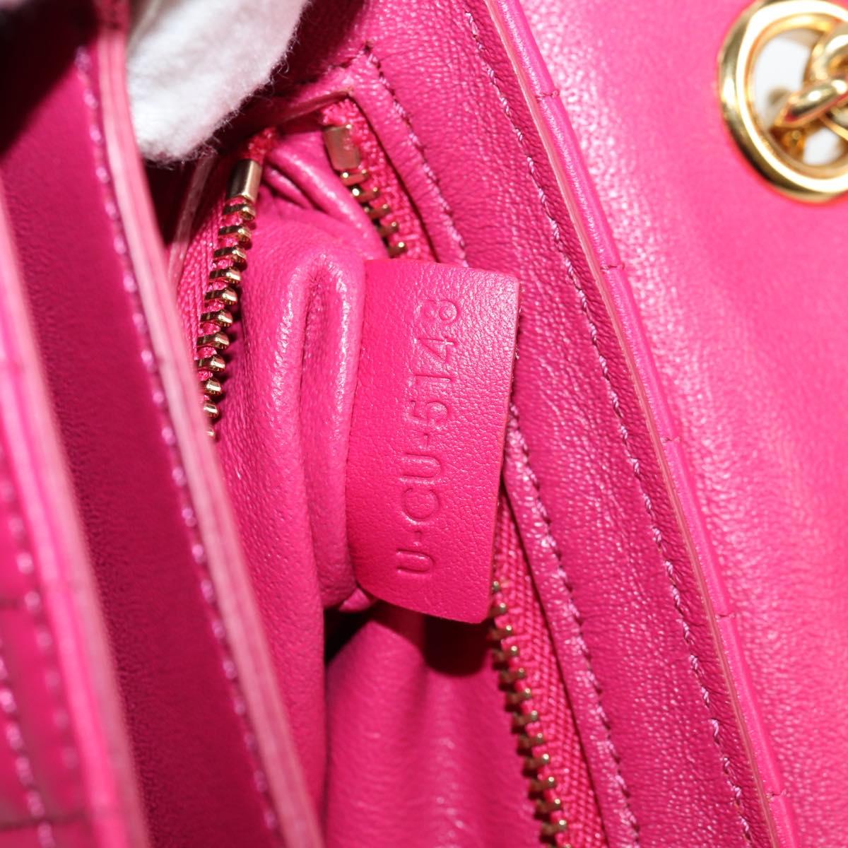 CELINE Chain Shoulder Bag Leather Pink Gold Auth 125657SAM