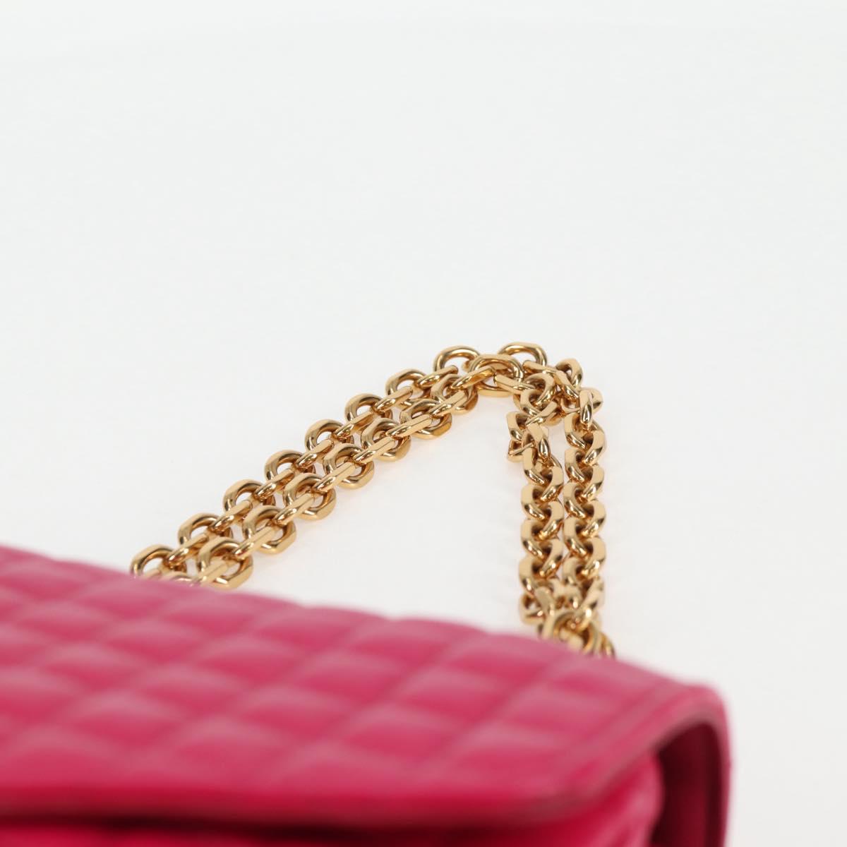 CELINE Chain Shoulder Bag Leather Pink Gold Auth 125657SAM