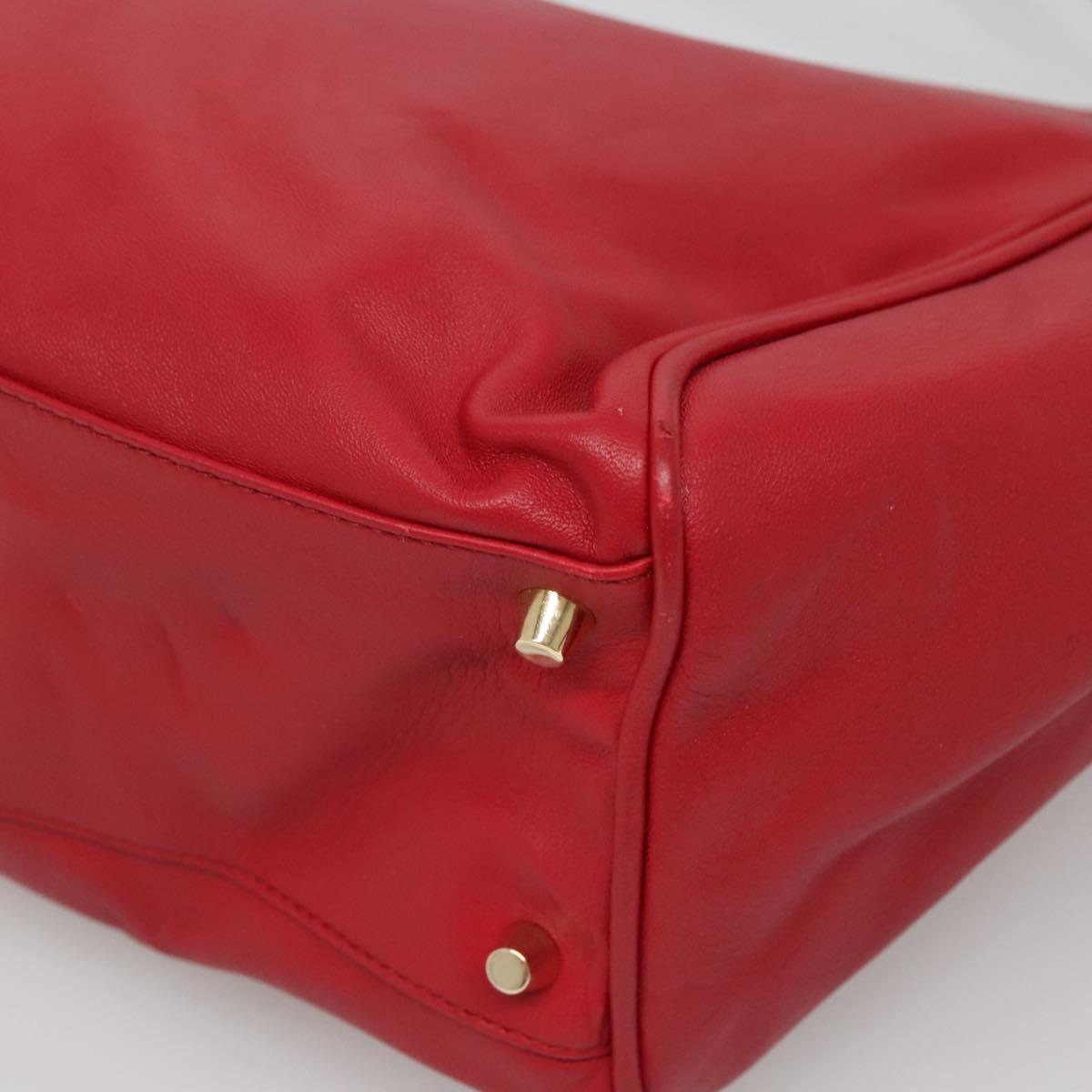 BURBERRY Tote Bag Leather Red Gold Auth 125684