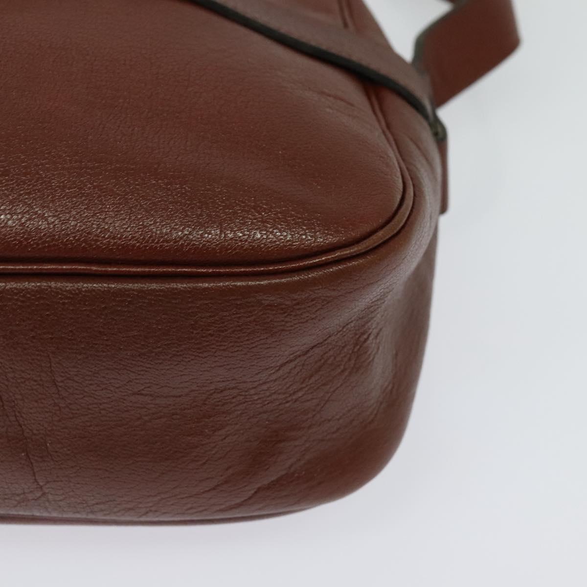 Christian Dior Shoulder Bag Leather Brown Gold Auth 125686
