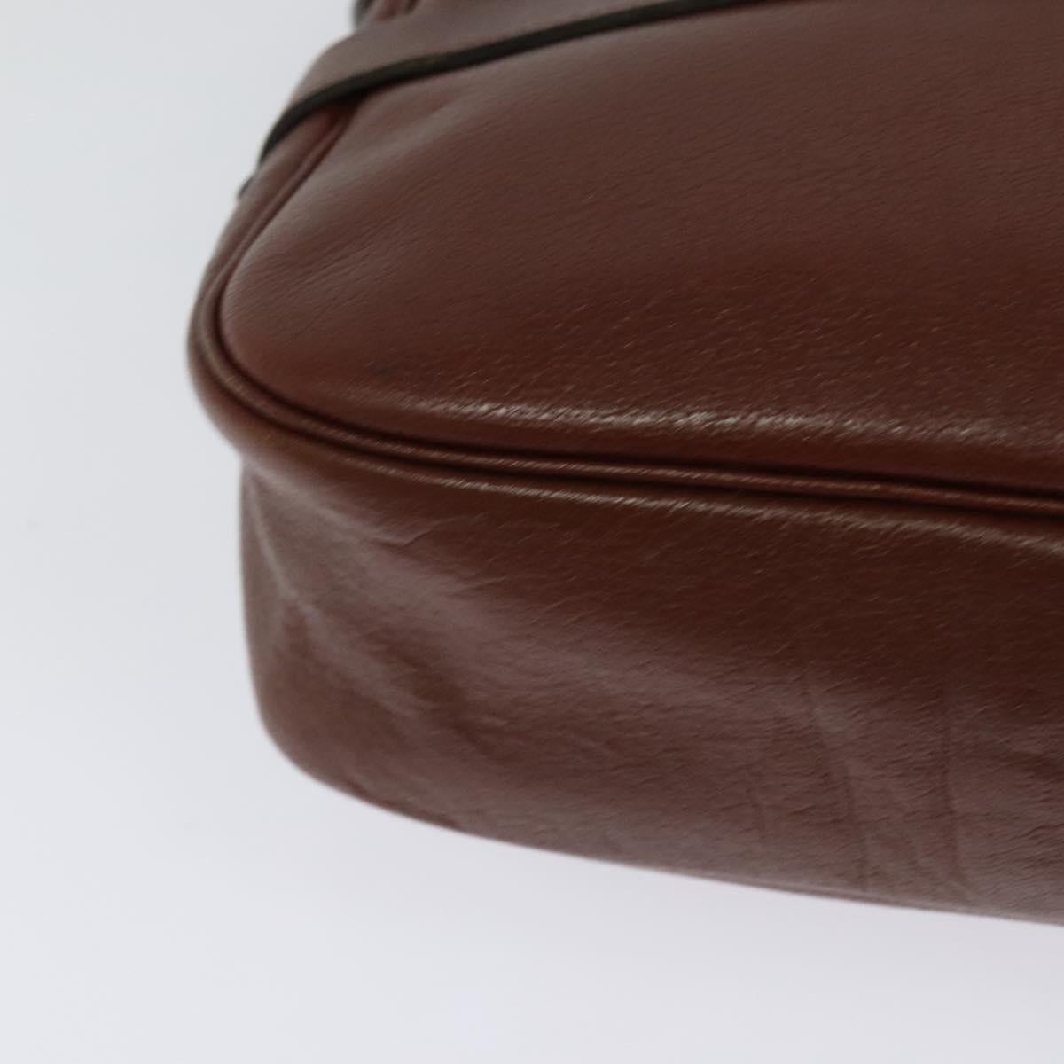 Christian Dior Shoulder Bag Leather Brown Gold Auth 125686