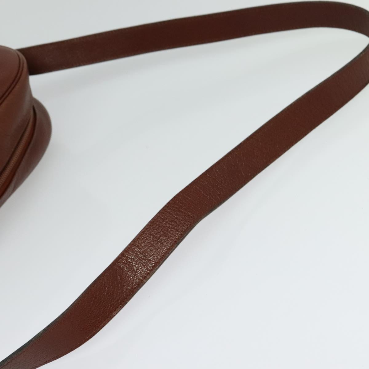 Christian Dior Shoulder Bag Leather Brown Gold Auth 125686