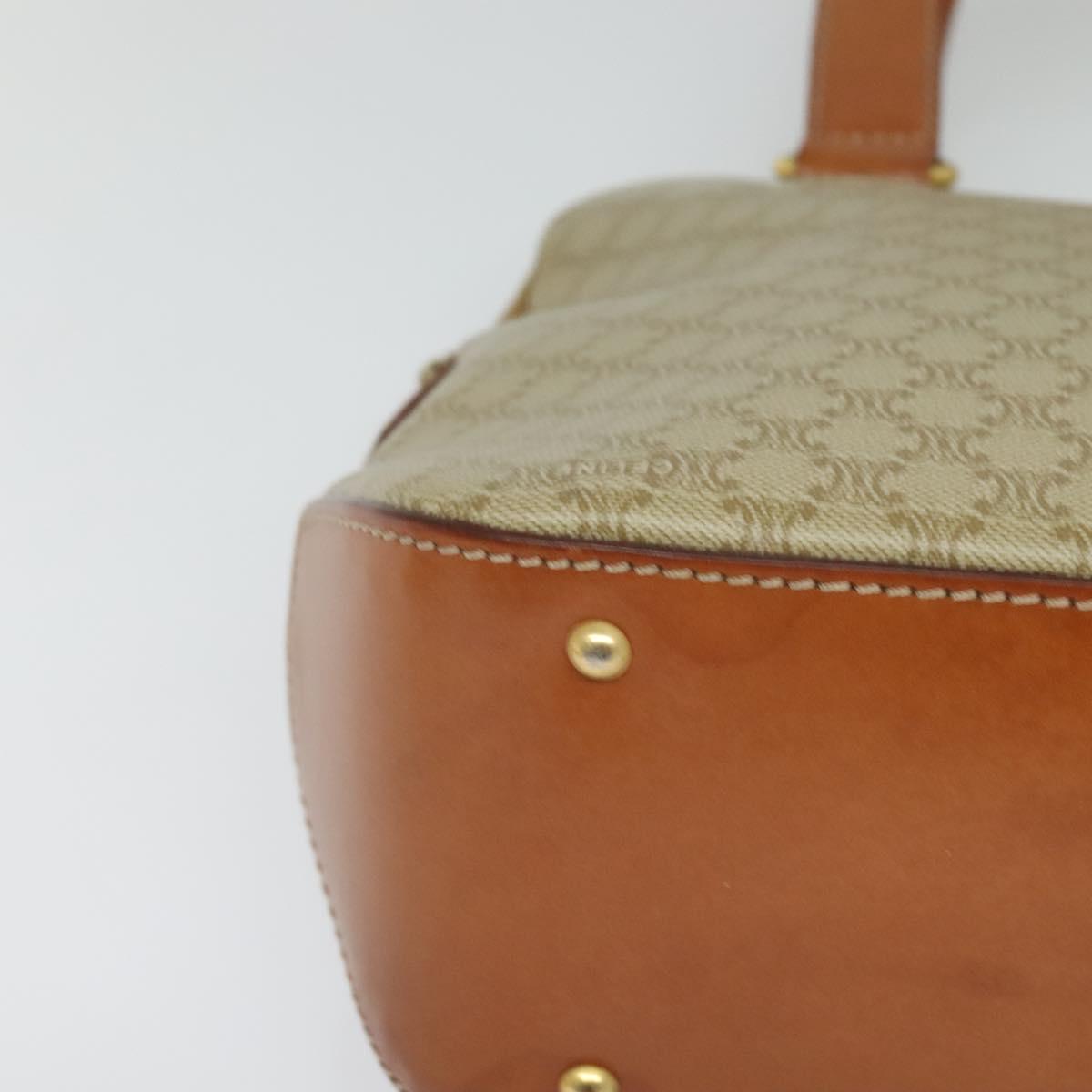 CELINE Macadam Canvas Hand Bag PVC 2way Beige Gold Auth 125690