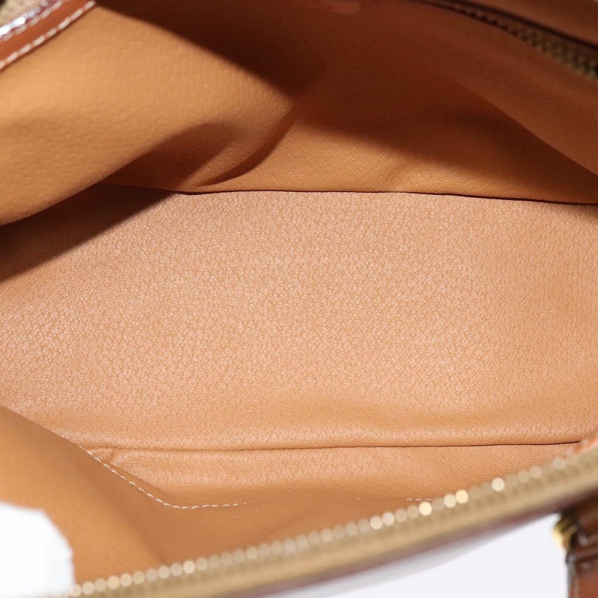 CELINE Macadam Canvas Hand Bag PVC 2way Beige Gold Auth 125690