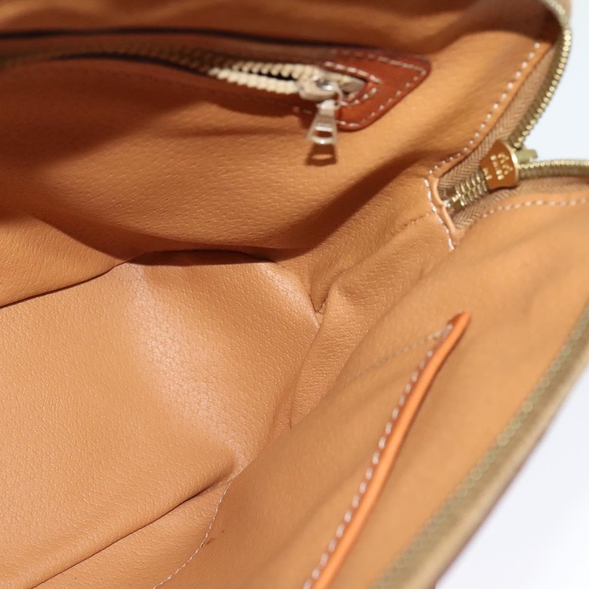 CELINE Macadam Canvas Hand Bag PVC 2way Beige Gold Auth 125690