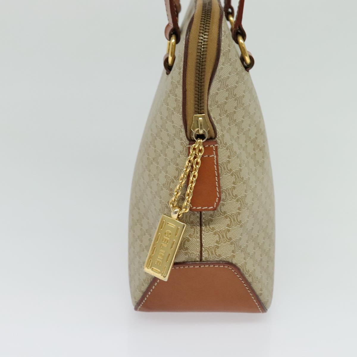 CELINE Macadam Canvas Hand Bag PVC 2way Beige Gold Auth 125690