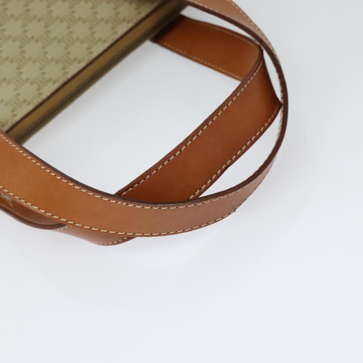 CELINE Macadam Canvas Hand Bag PVC 2way Beige Gold Auth 125690