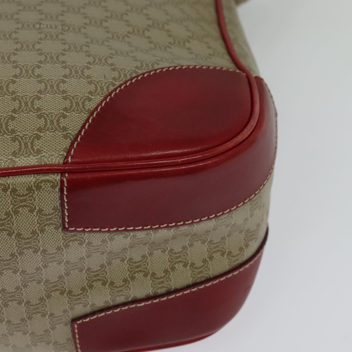 CELINE Macadam Canvas Shoulder Bag Beige Gold Auth 125691