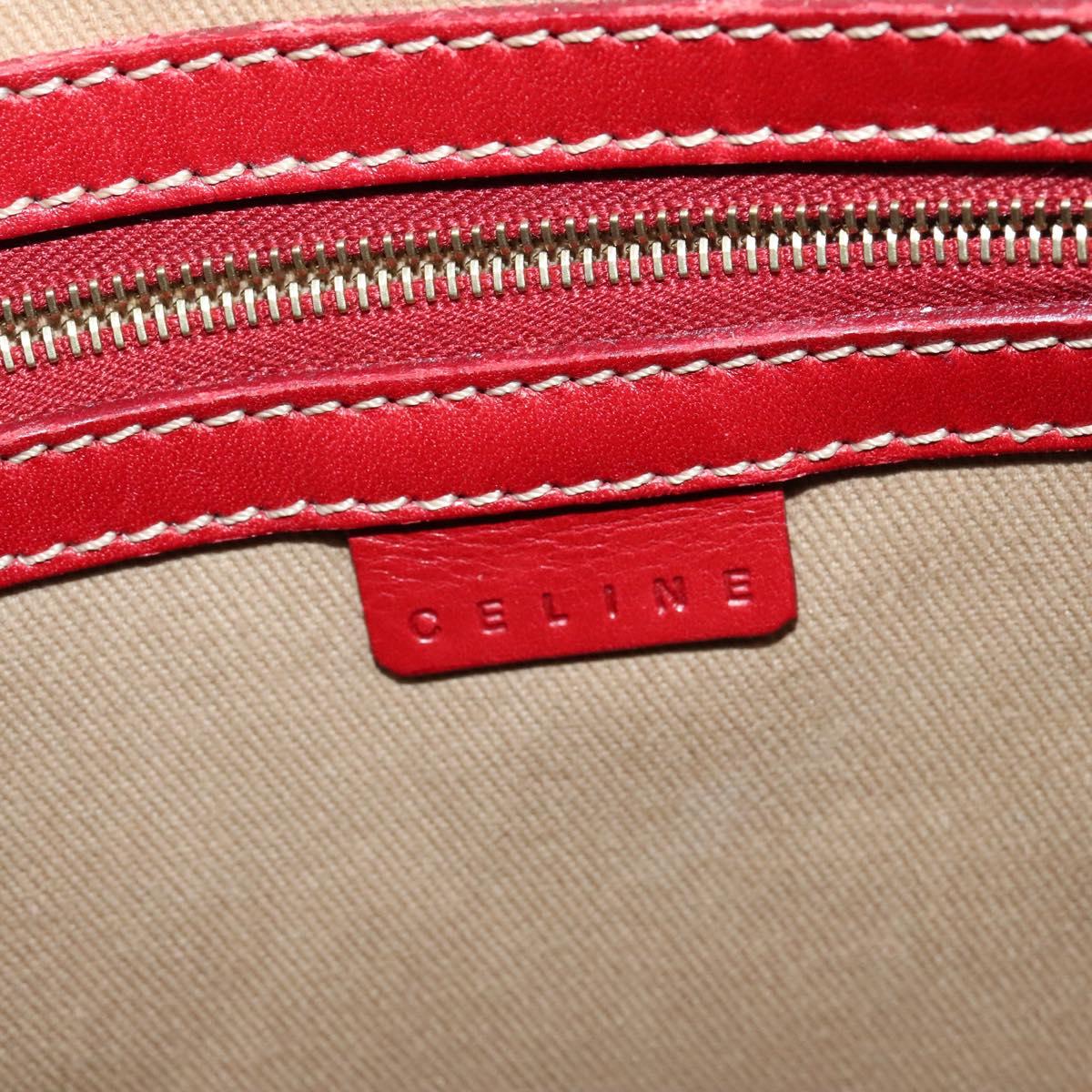 CELINE Macadam Canvas Shoulder Bag Beige Gold Auth 125691