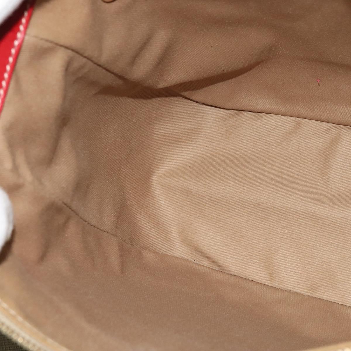 CELINE Macadam Canvas Shoulder Bag Beige Gold Auth 125691
