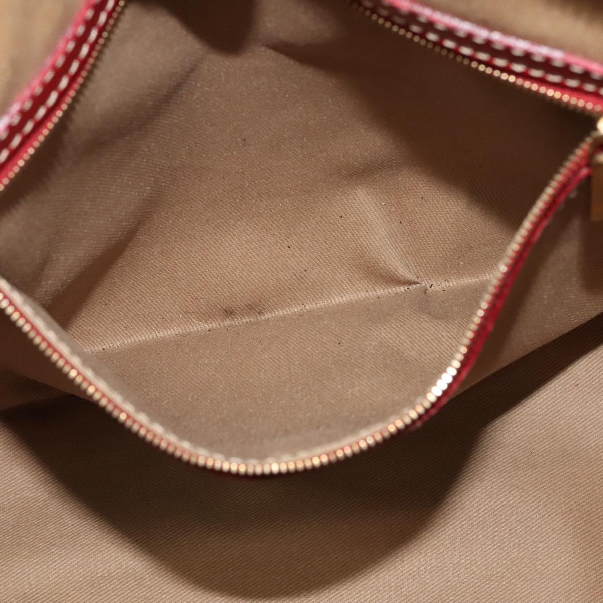 CELINE Macadam Canvas Shoulder Bag Beige Gold Auth 125691