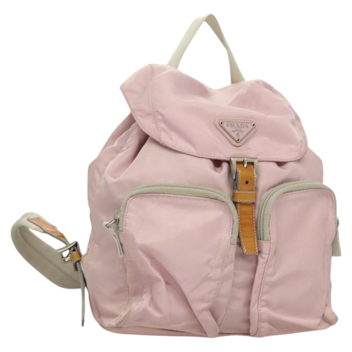 PRADA Backpack Nylon Pink Silver Auth 125696