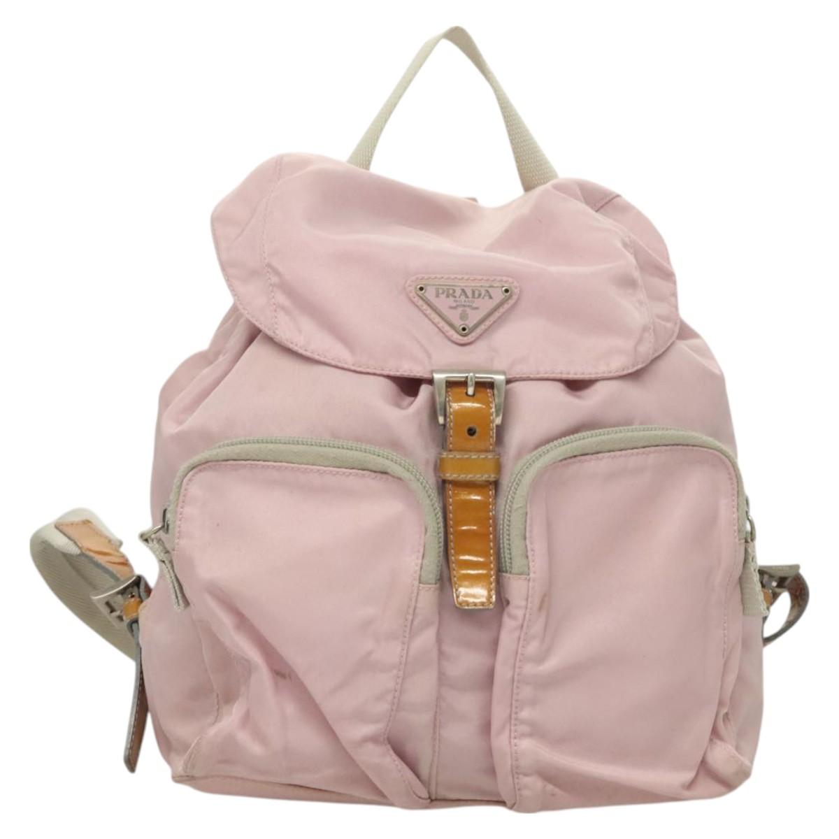 PRADA Backpack Nylon Pink Silver Auth 125696