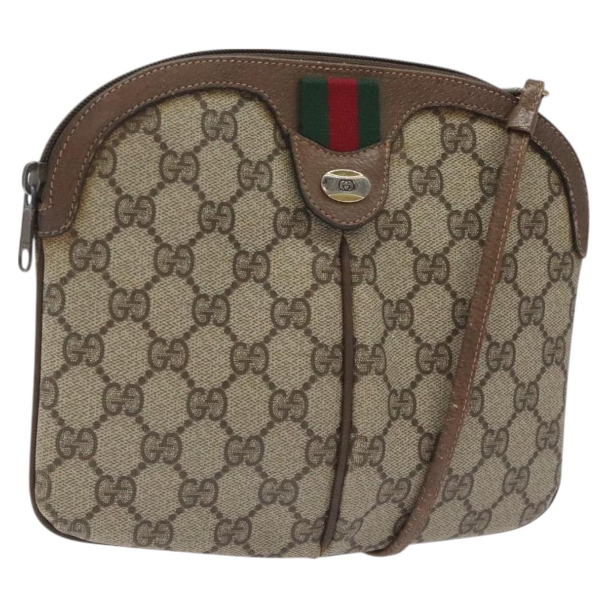 GUCCI GG Supreme Web Sherry Line Bag PVC Beige Gold 904 02 047 Auth 125707