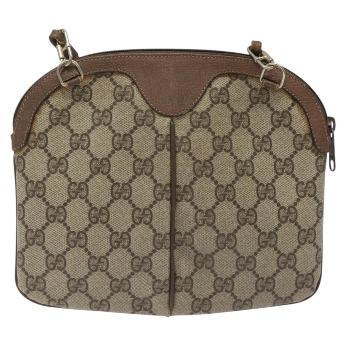 GUCCI GG Supreme Web Sherry Line Bag PVC Beige Gold 904 02 047 Auth 125707