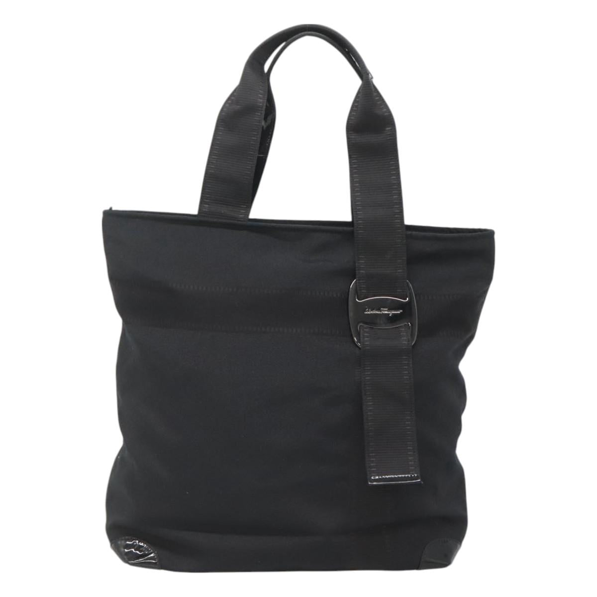 Salvatore Ferragamo Tote Bag Canvas Black Auth 125709