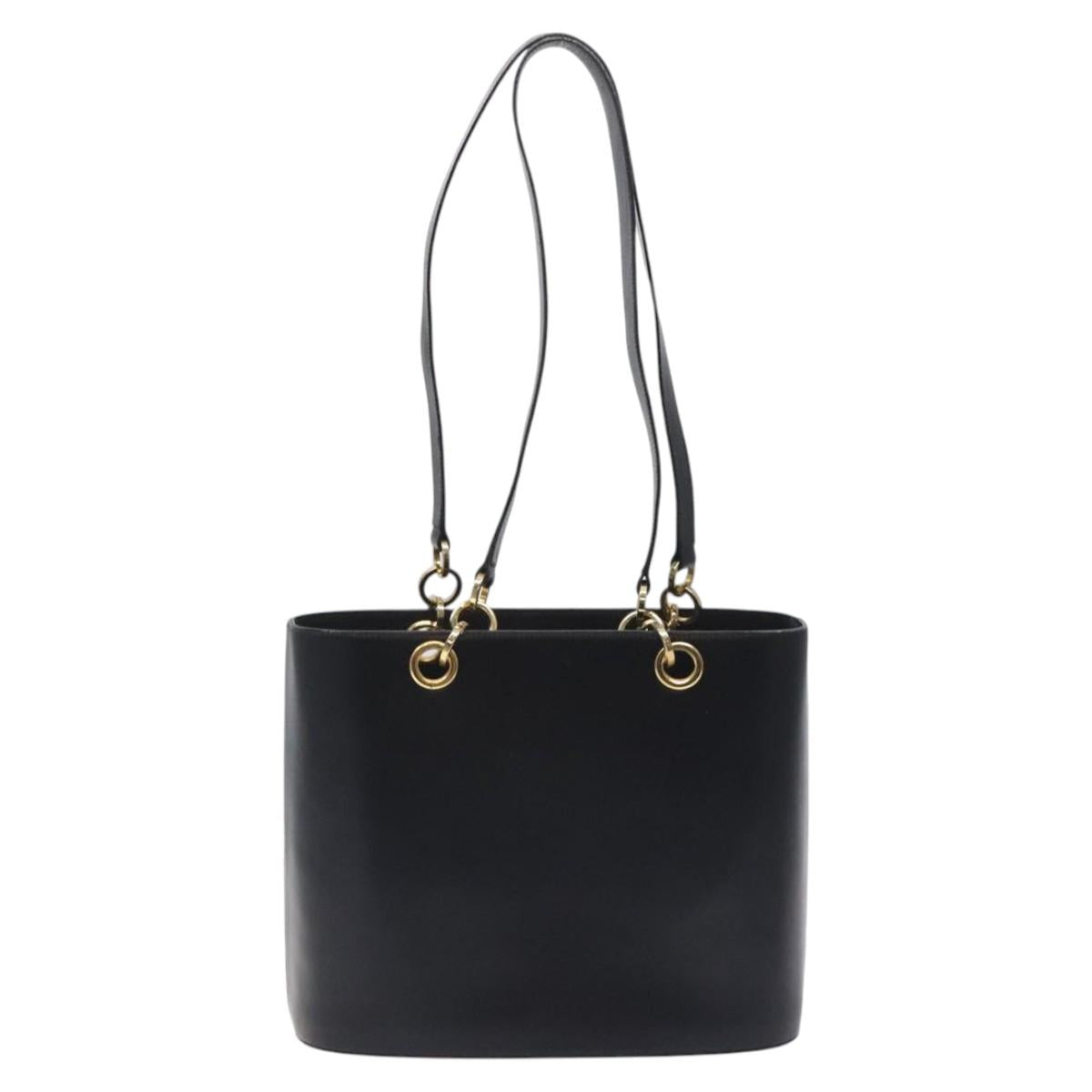 Salvatore Ferragamo Tote Bag Leather Black Gold Auth 125712