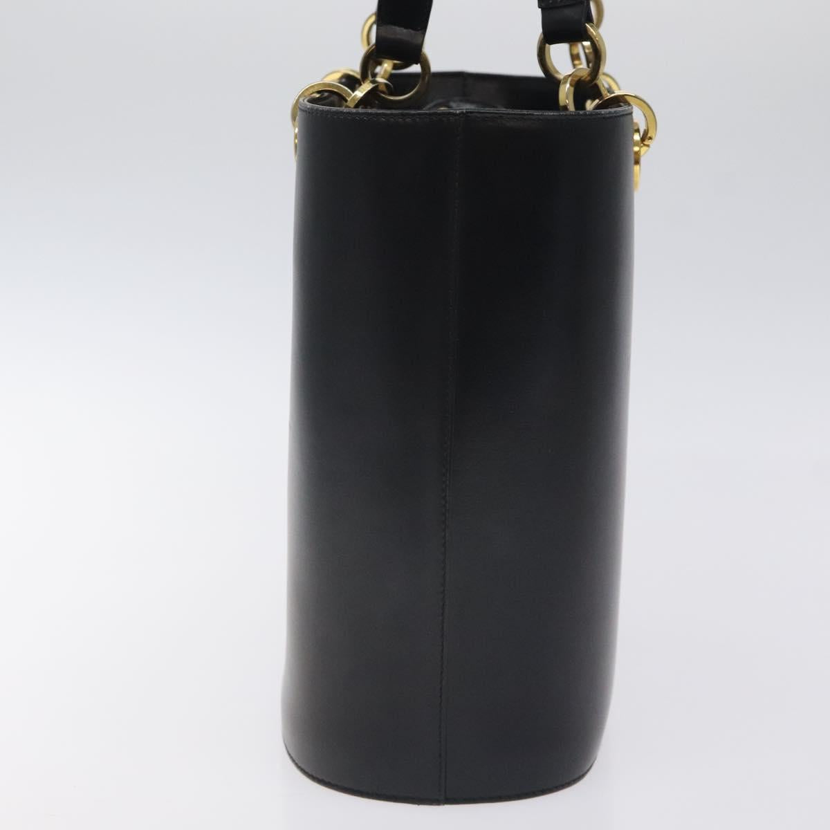 Salvatore Ferragamo Tote Bag Leather Black Gold Auth 125712