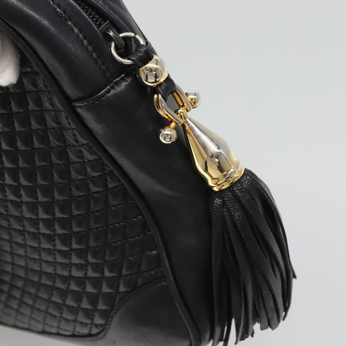 BALLY Hand Bag Leather Black Gold Auth 125714