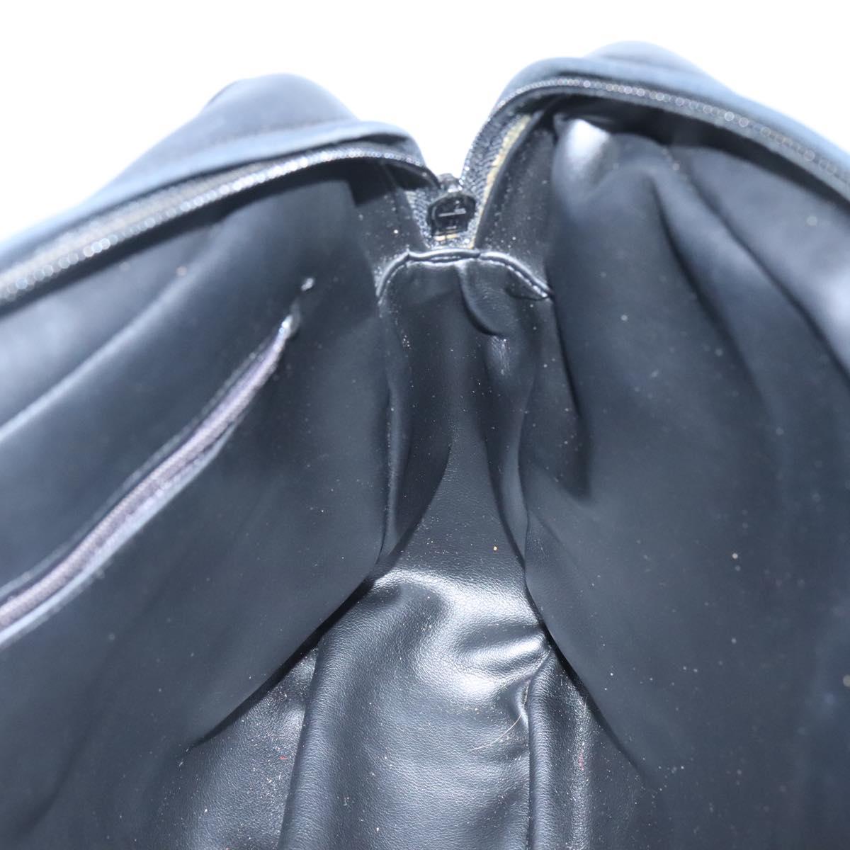 BALLY Hand Bag Leather Black Gold Auth 125714